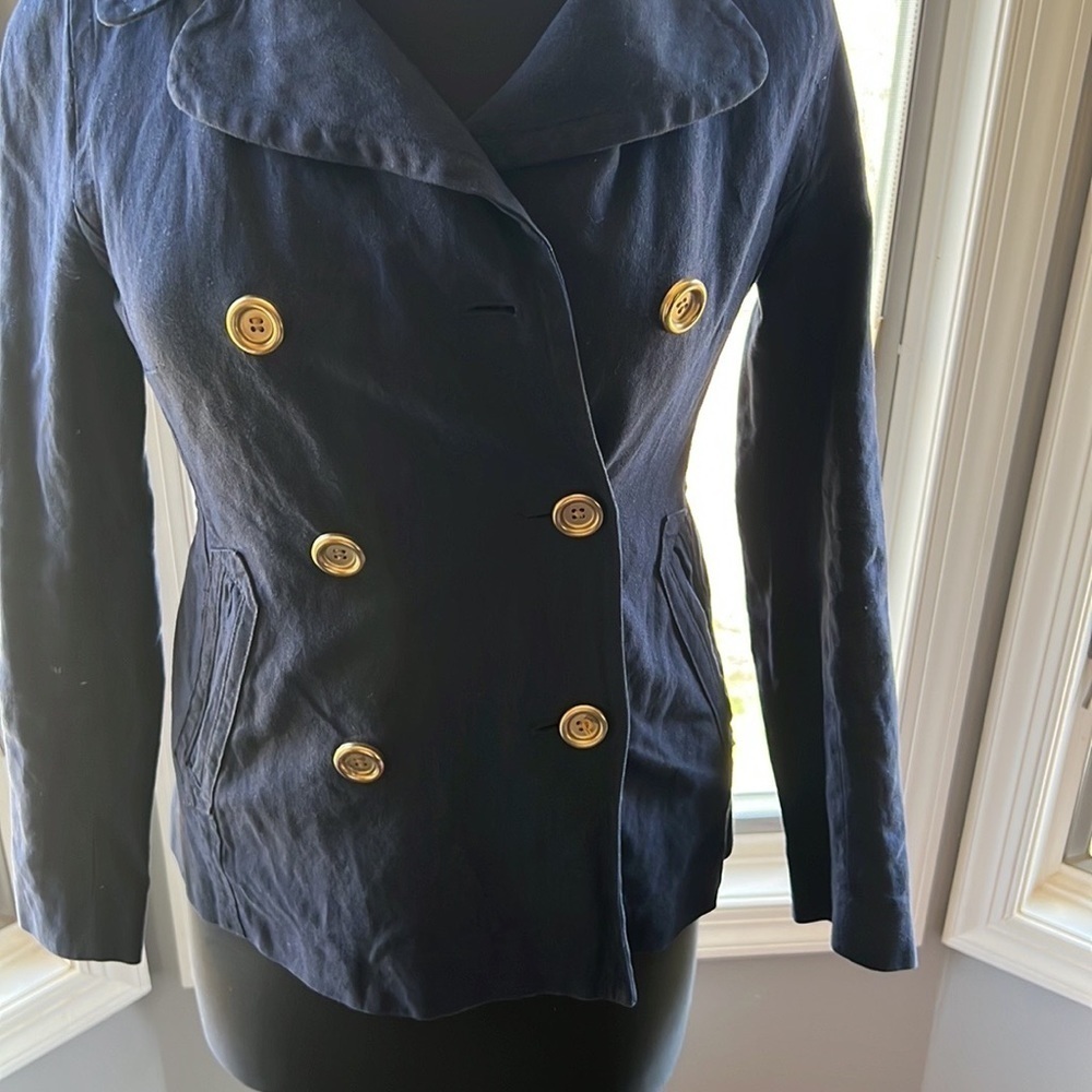 J Crew Ladies Navy Military Style Double Breasted Jacket/ Blazer‎